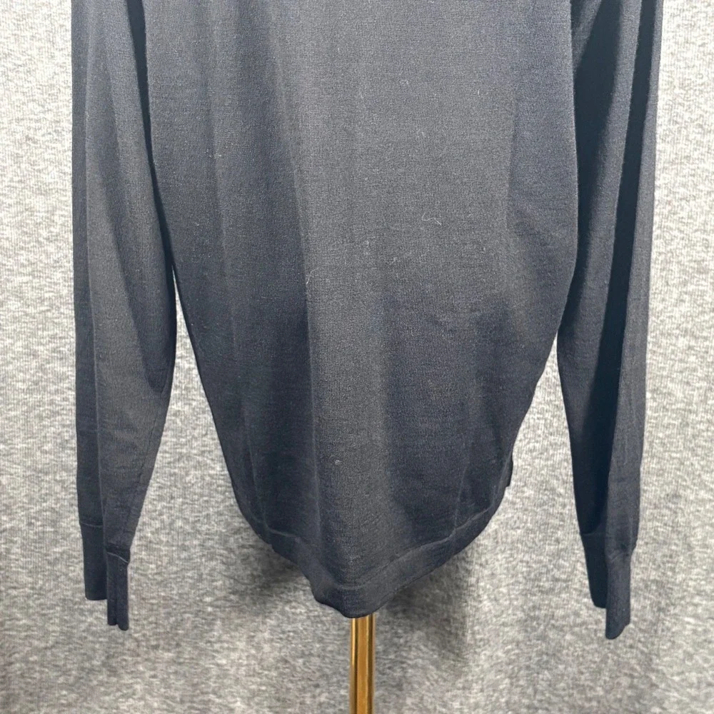 Nordstrom Mens Shop Black Merino Wool CoolMax Quarter Zip Sweater Medium